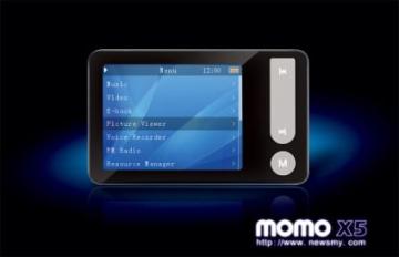 Newsmy MP4 (Music/Video)Player X5  with FM radio,Support AVI, RM and RMVB video formats.