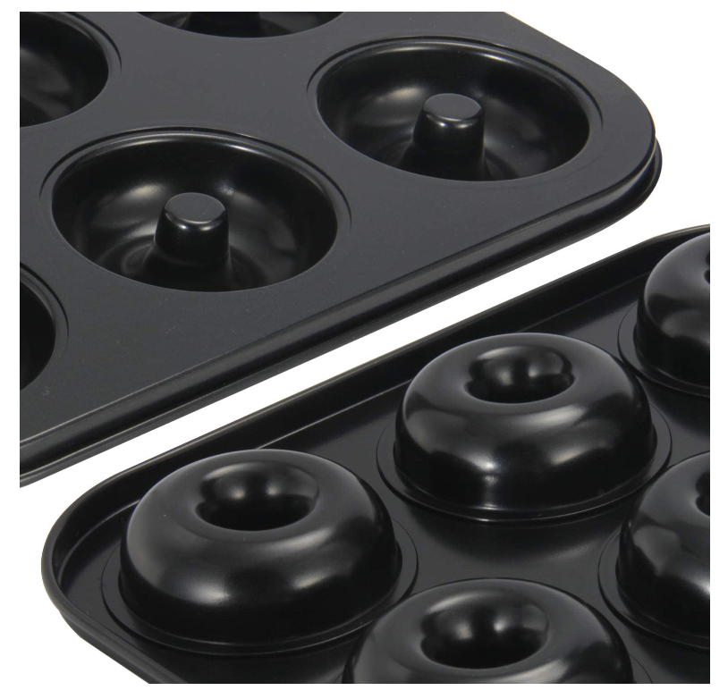 Mini Donut Pans Non-Stick 2 Pack 6-Cavity Donut Baking Pans, High-grade Carbon Steel Donut Mold - BPA Free Bagels Doughnuts