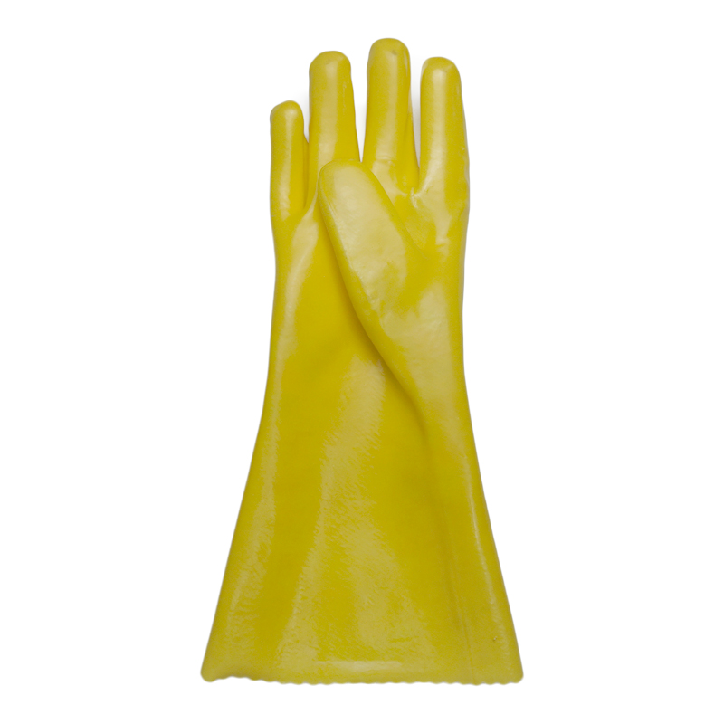 Gelbe PVC-beschichtete Handschuhe Jersey-Liner 35cm