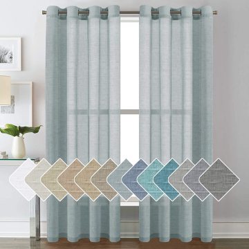 Linen Window Treatments Teal Semi Sheer Curtains