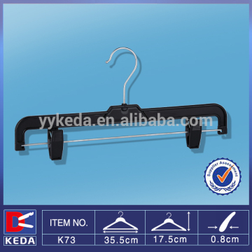 Wholesale high quality metal hook pants hanger with PP clips K73