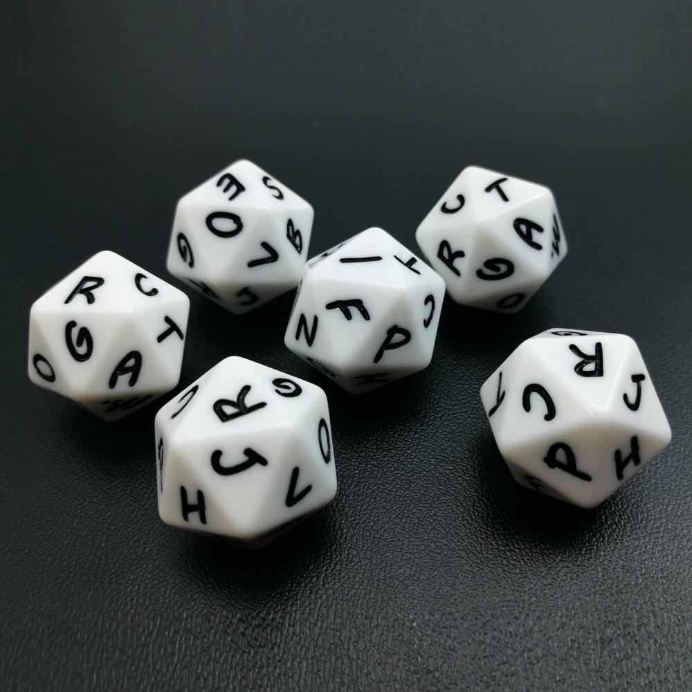 Dados del alfabeto 20 caras en D20 Letter Dice