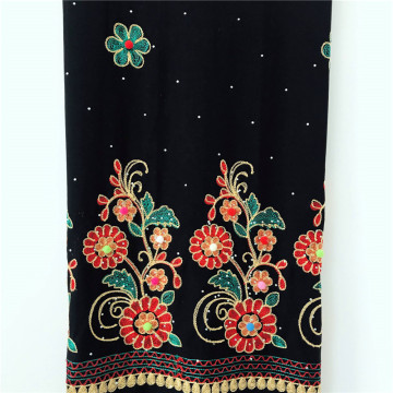 Spun Rayon Plein Dyed With Embroidery Fabric