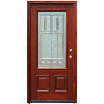 3/4 Lite Stained Mahogany Wood Prehung Front Door