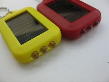 Eco - Friendly Mini Solar Powered Keychains Flashlight With Names Or Other Flashing Logo