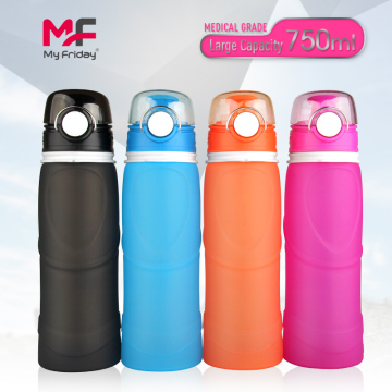 Fashion custom logo sports silicone flexible best water bottle design