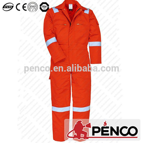 Red safety work coverall for fire fighter