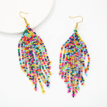 Ins Trending Multicolor Beaded Handmade Earrings with Long Tassels - Popular Choice