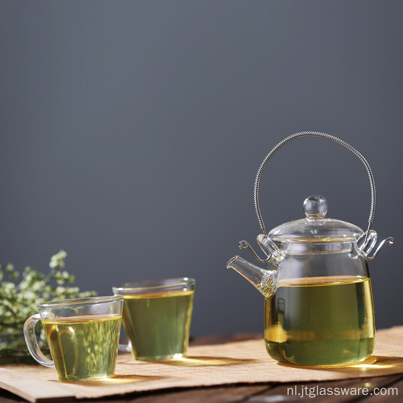 Hittebestendige theepot van borosilicaatglas