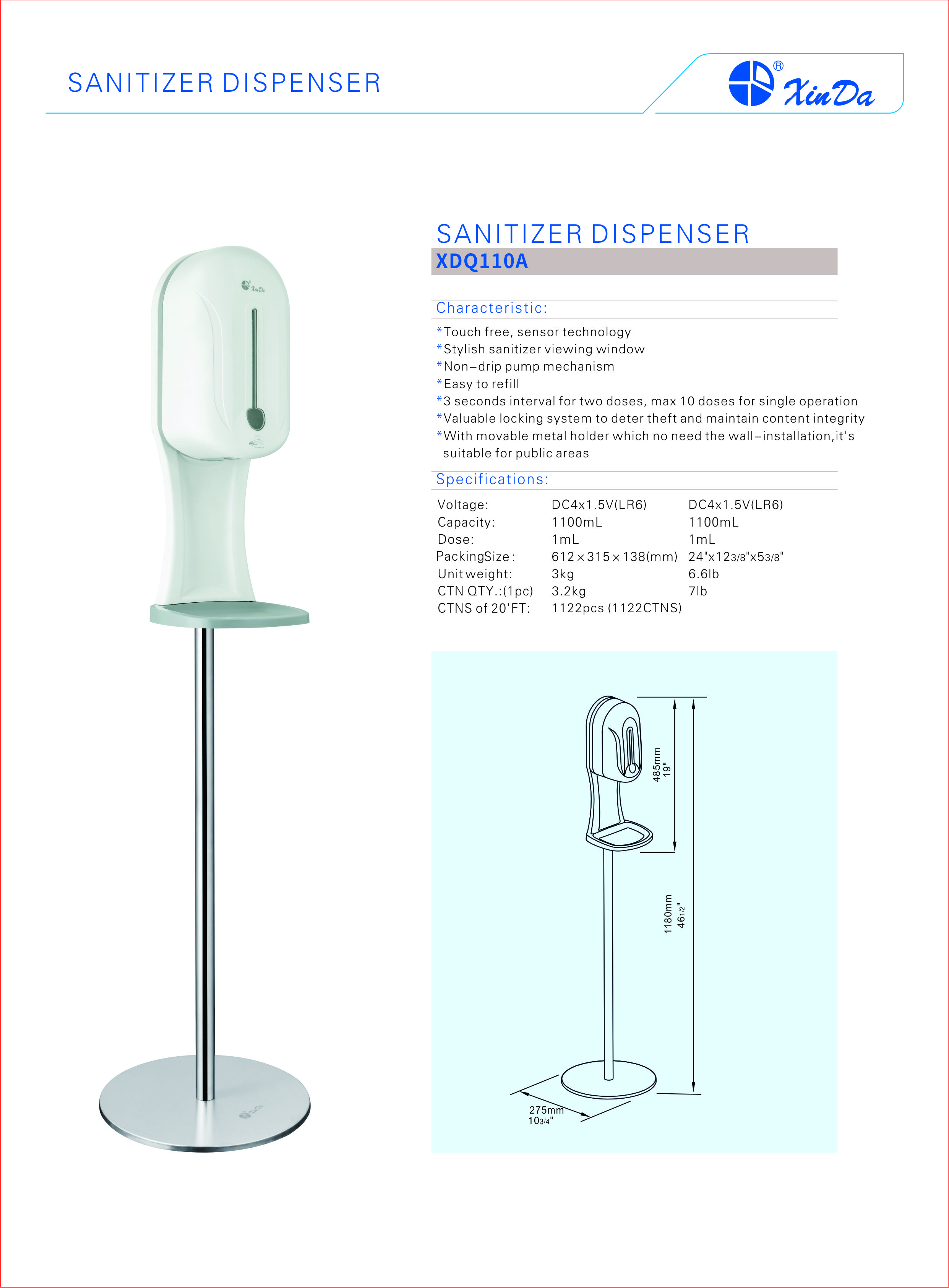 intelligenter Desinfektionsmittelspender mit tropffreiem Pumpenmechanismus smart non-drip pump mechanism sanitizer dispenser