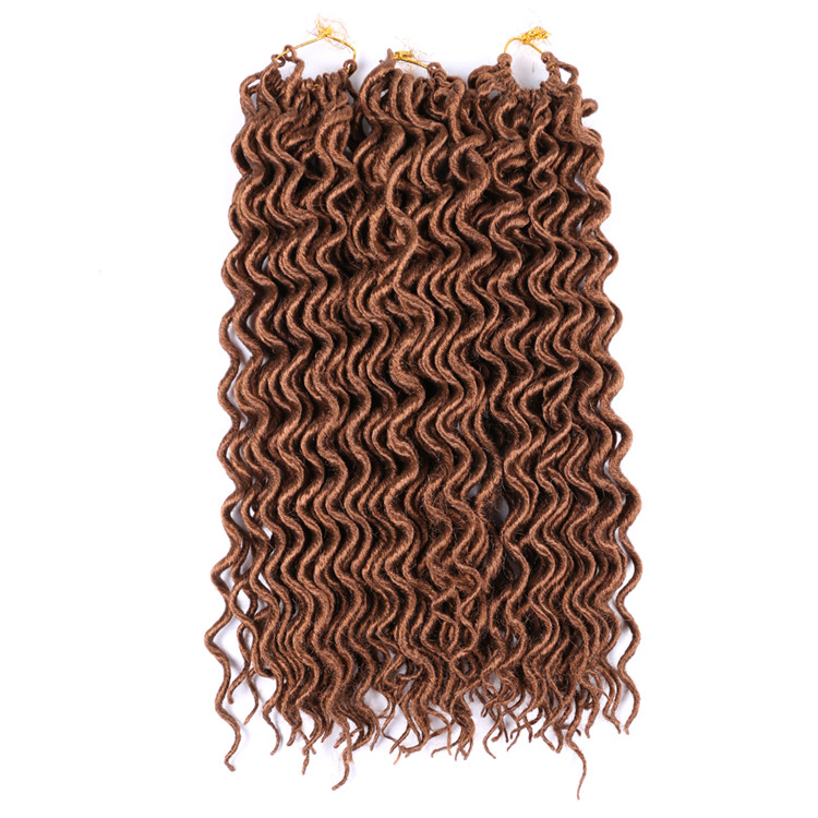 Wholesale 18 inch Curly Faux Locs Wavy Goddess Locs Crochet Hair Braids Pre looped Synthetic Hair Extension Wavy Soft Dreadlock