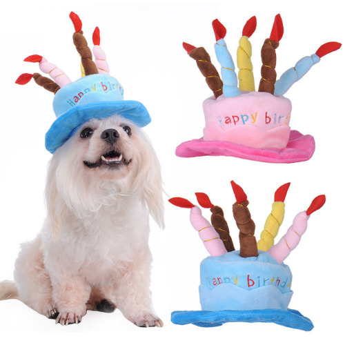 Happy Birthday Pet Dog Cat Puppy Kitten Cap Hat Poodle Headdress Headwear