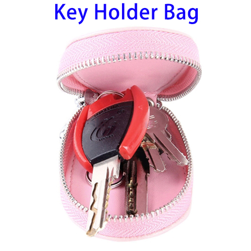 Luxury Compact Smart Key Holder Leather, Zipper Leather Key Holder Organizer for Female