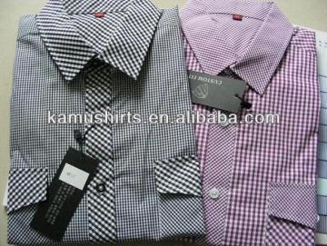 Mens two pockets casual checks shirts fashion man shirts