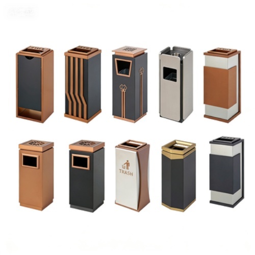 Customized Metal Trash Can with Ashtray for Office Lobby