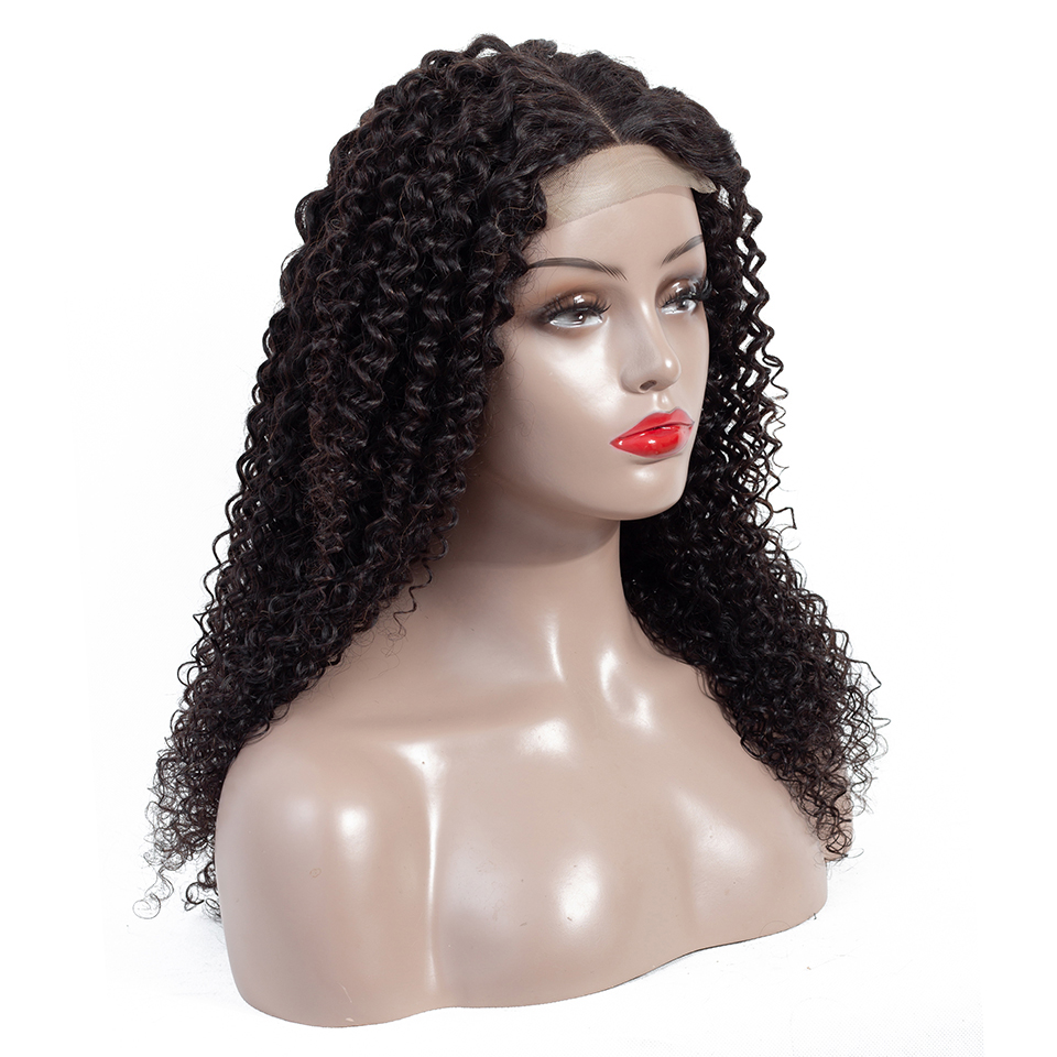 12 14 16 18 inch kinky curly human hair wig with closure lace closure wig