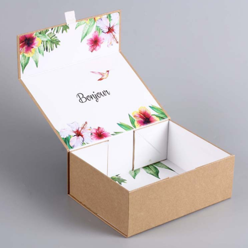 재활용 브라운 크래프트 골판지 자기 접이식 선물 상자