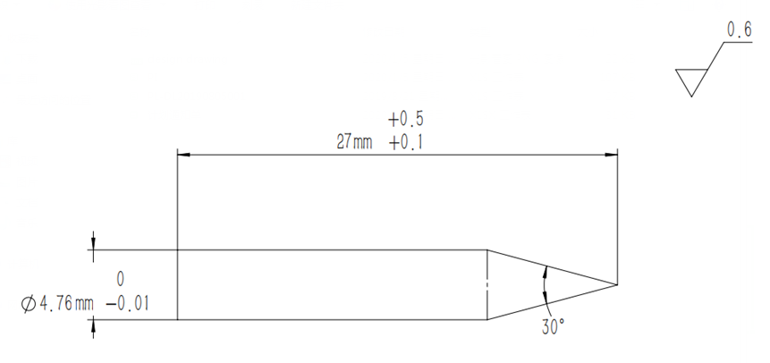 4.76mm diameter 30 degree tungsten carbide needle