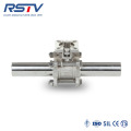 3PC long welding ball valve with ISO5211 mounting pad