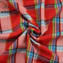 Woven polyester cotton check shirt fabric
