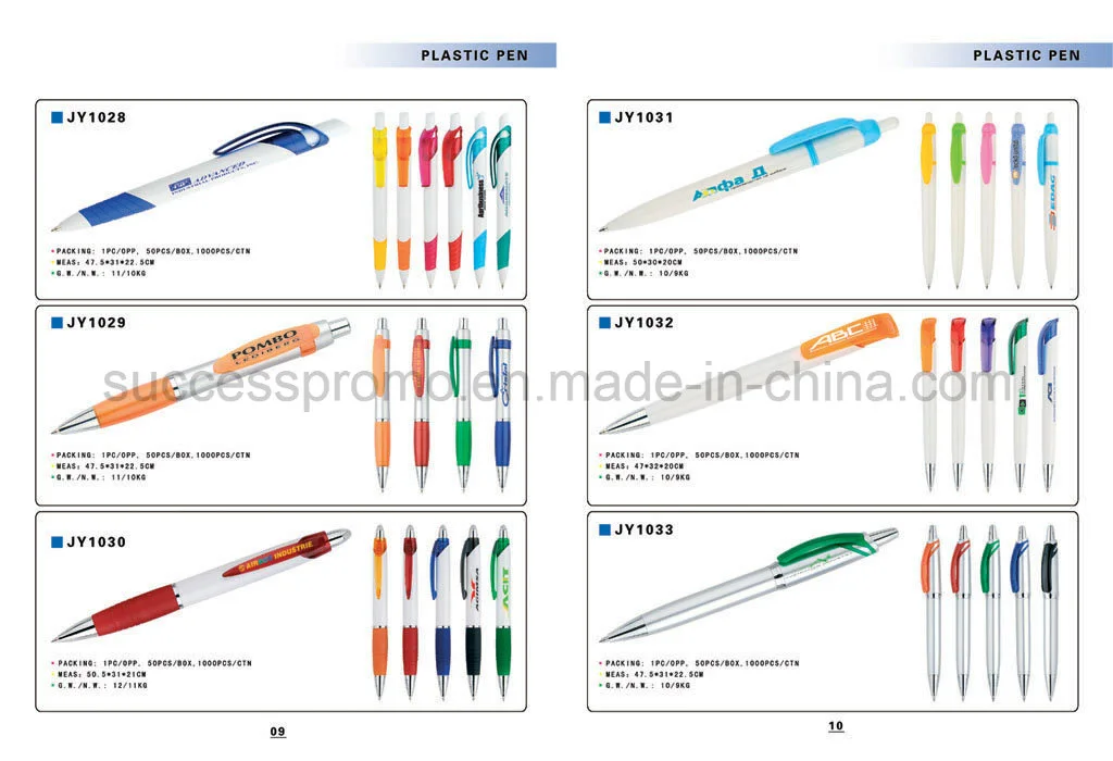 Plastic Ballpoint Stationery Pen with Customized Shaped