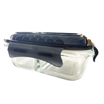 Heat Resistant Vacuum Food Container Glass Lunch Box with 2 Divisions