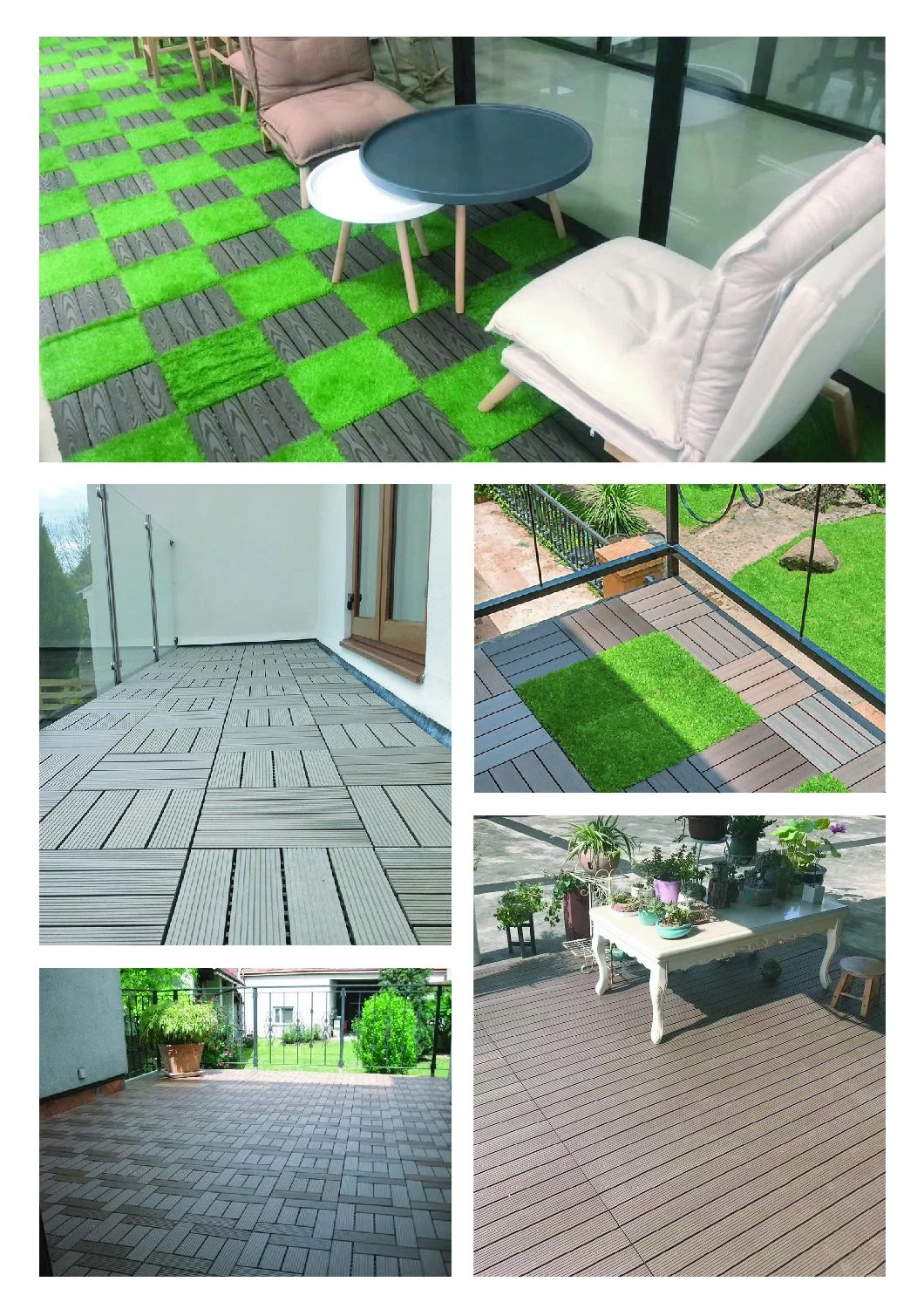 Outdoor/Garden WPC DIY Tiles Click 3D Wood Grain Embossing Solid Composite Wood Plastic Floor Deck Tiles