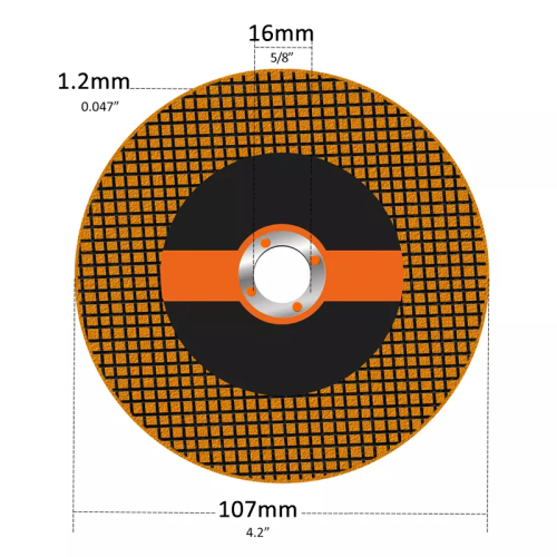 Harga pabrik berkualitas tinggi 107*16*1.2mm Cutting Disc Resin Saw blade untuk memotong stainless steel