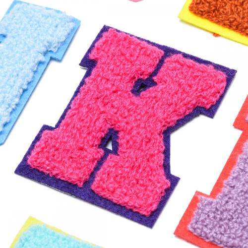 Lettres colorées patchs serviette broderie chenille