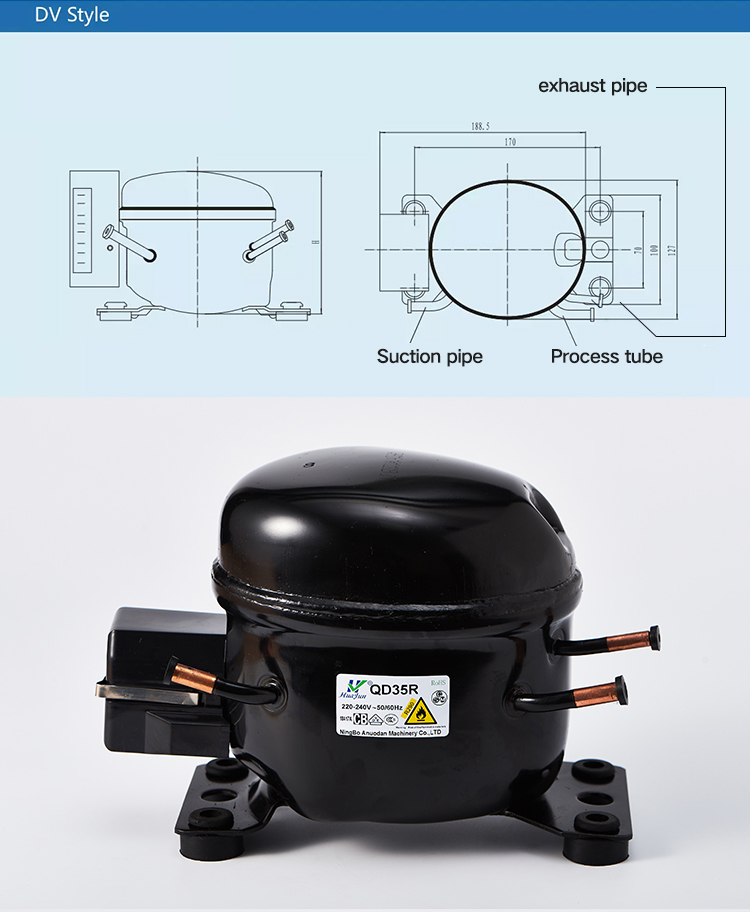 HuaJun series R290(LBP) QD35R Freezer Refrigerator Compressor