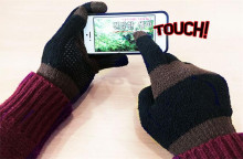 100% acryllic winter black touch screen gloves