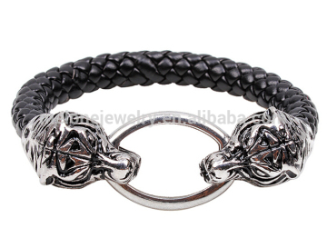 Leather Bracelet Wholesale Double Tiger Head Charm bracelet