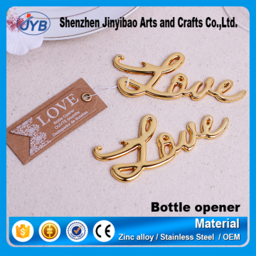 Wholesale Zinc Alloy Bottle Opener Custom Golden Metal Love Shaped Beer Opener