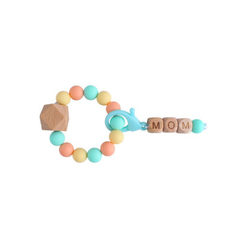 Anillo de madera Silicone Triple Baby Teether Toys