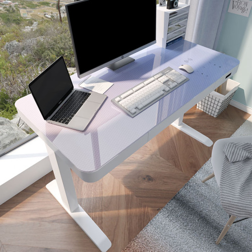 Custom Uplift Marmur White Sit Stand Electric Desk