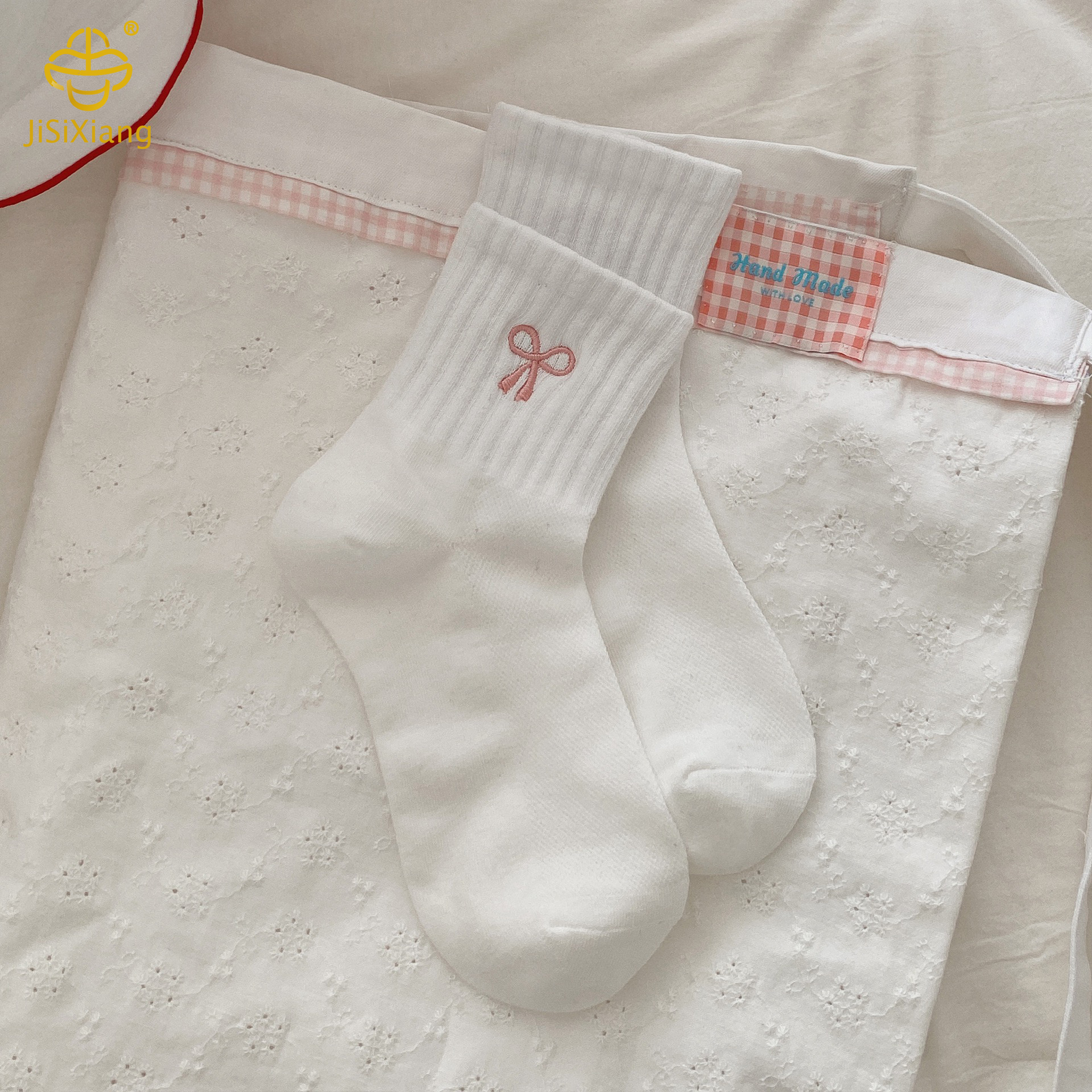 Bownot 자수 튜브 양말 Bowknot embroidered tube socks