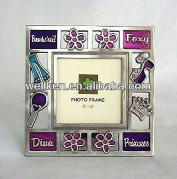 zinc alloy souvenir picture frame,tin alloy photo frame,metal frame