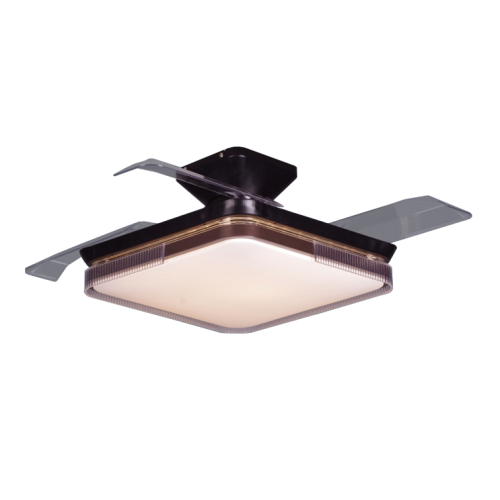 43-inch Black Square Fan Lamp with LED Module