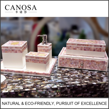 Luxury Amenity Pink Shell Mosaic Bathroom Amenity Set