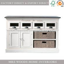 buffet with 2 ratten basket