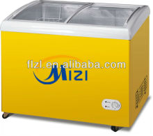 Top open glass top glass door chest freezer