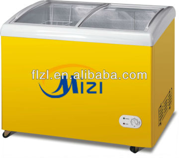Top open glass top glass door chest freezer
