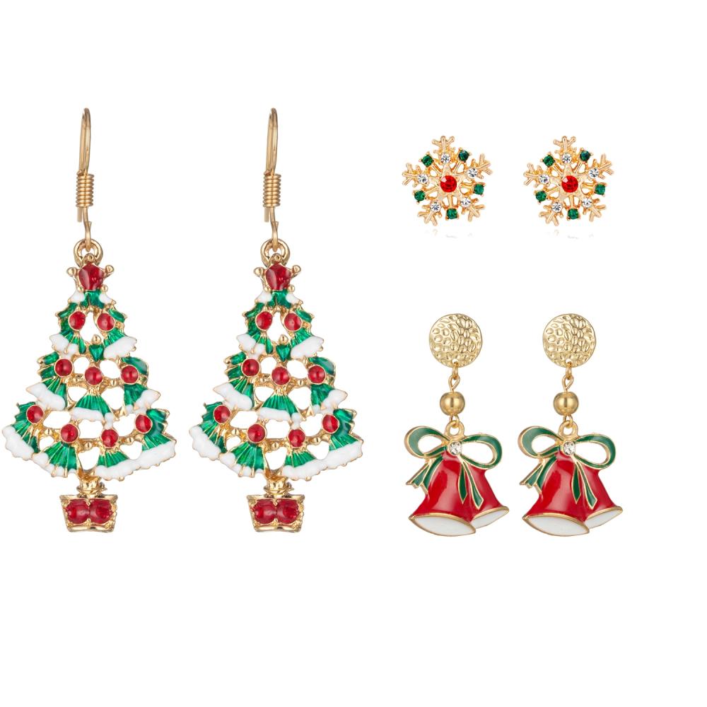 Pendientes de gota navideños Mujeres Niñas Moda Vacaciones simples Cuelgan los anillos del oído Conjunto de joyas