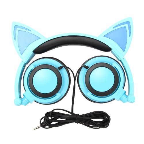 Auriculares de oreja de gato brillantes con cable patentados de molde privado