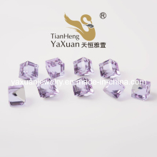 Fashion Violet Crystal Glass Cube Bead Factory