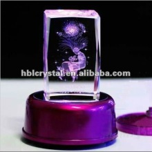 Constellation crystal 3d laser cube with light base