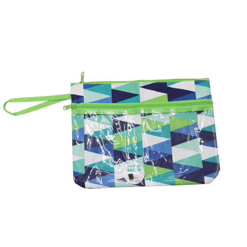 All Purpose Wet Dry Pouch Bag Digital Printing Convenient Pouch Wristlet Bag With Front PVC Pocket