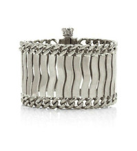 Fine silver plated cuff bracelet with chain sides