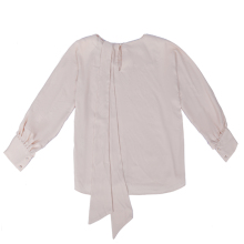 Good quality factory directly Solid striped bow shirt Plain shirt A shirt that can be tied with a bow