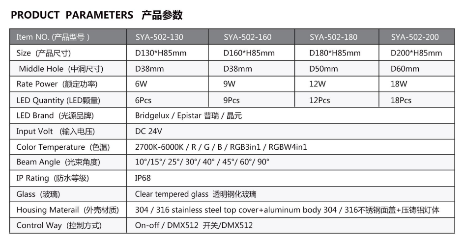 LED fountain light for hotel decoration